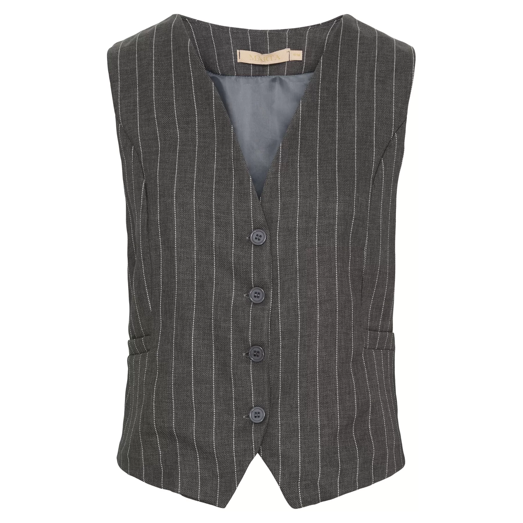 Veste<Marta du Chateau 81093-1 Vest Mdcsolveig Grey Stripe