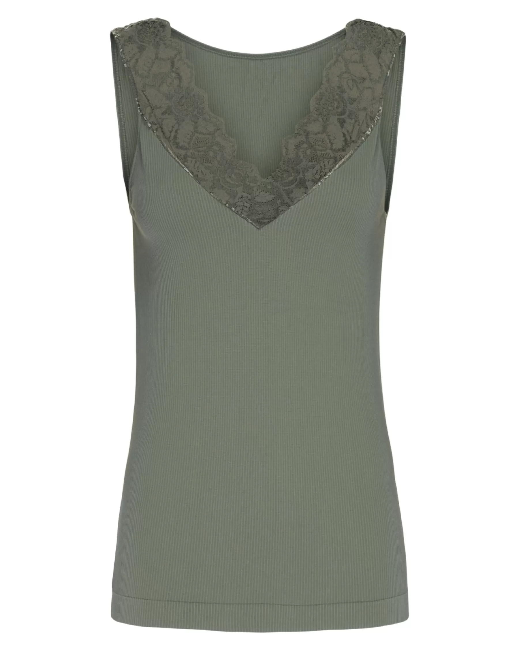 Toppe<Tim og simonsen Belen V-Lace Top Olive