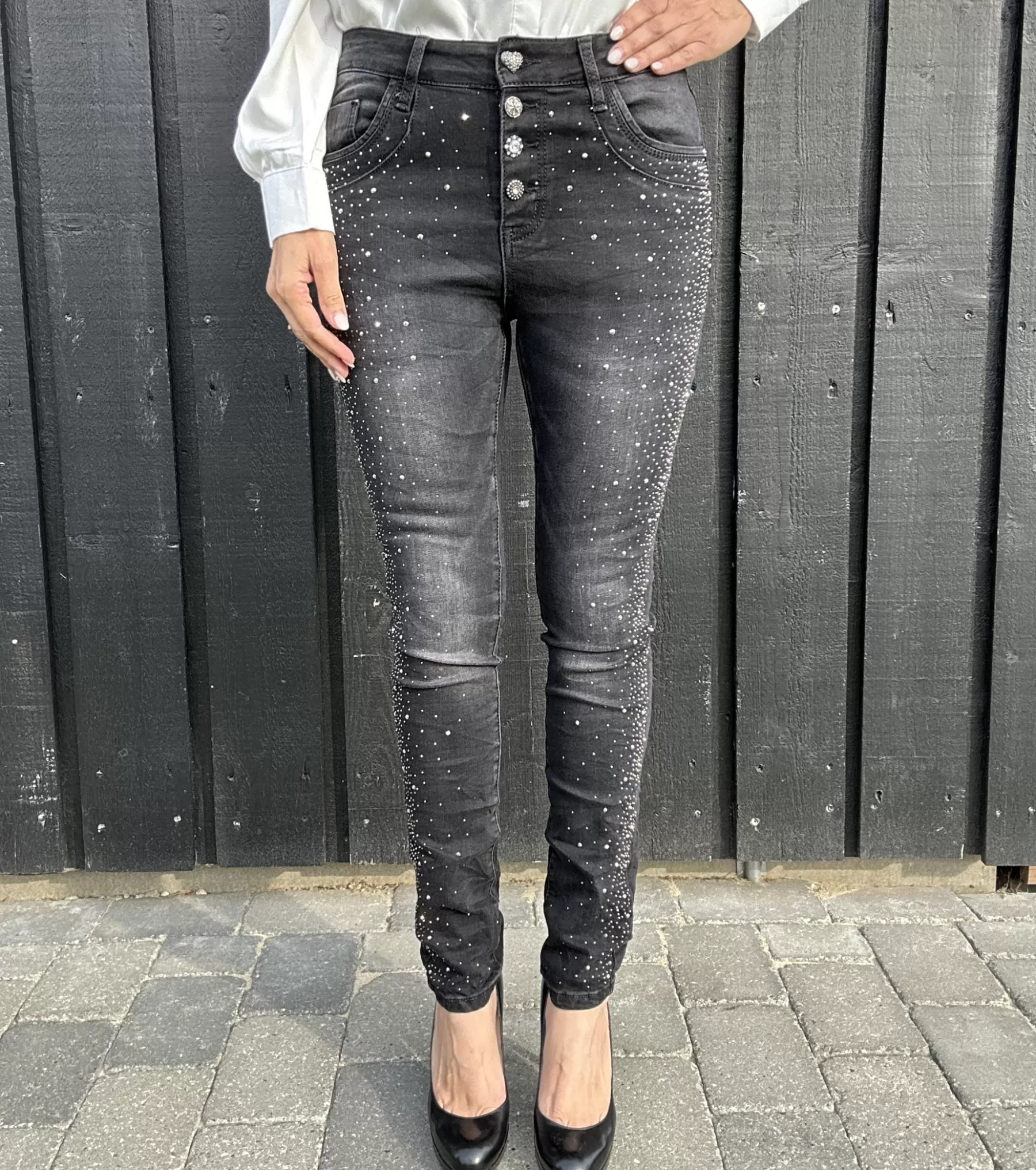 Jeans<Jewelly jeans 2555 Denim Black Glitter Edition