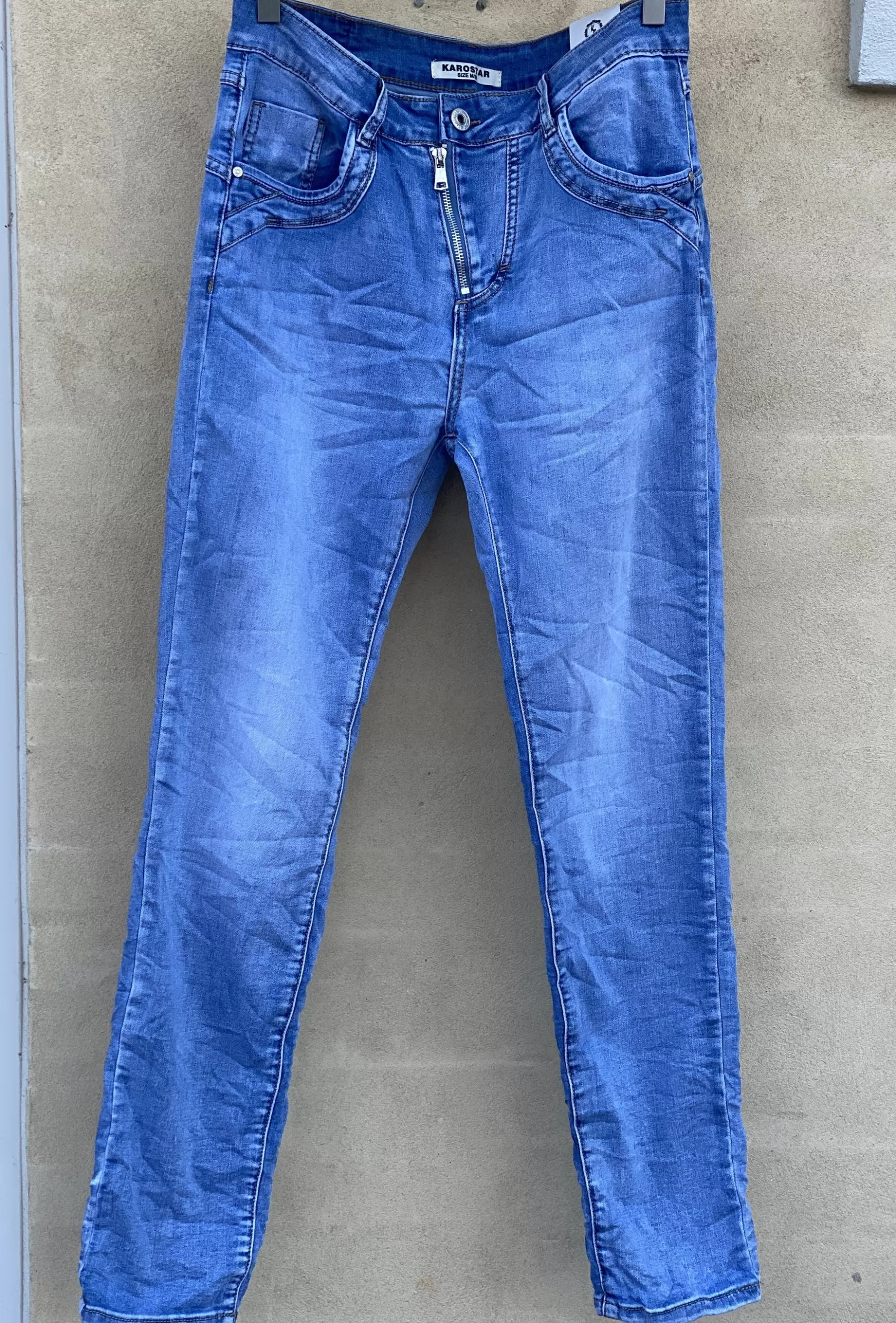 Jeans<Karostar K8822 Zip Jeans Blue Denim