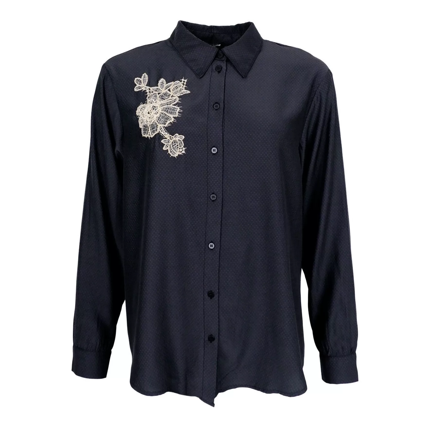 Skjorter<Black Colour Liane Blouse W/ Lace Patch Black